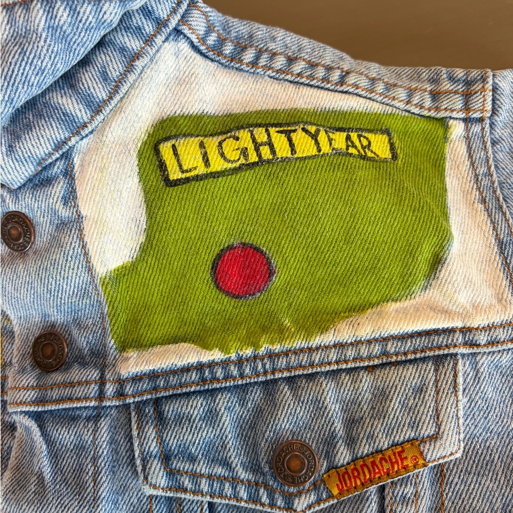 Jordache Kids VTG Jean Jacket Sz L Hand Painted Toy Story Buzz Lightyear Woody - Picture 3 of 8
